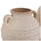 Cream Ceramic Textured Vase Set with Handles & Terra Cotta Accents